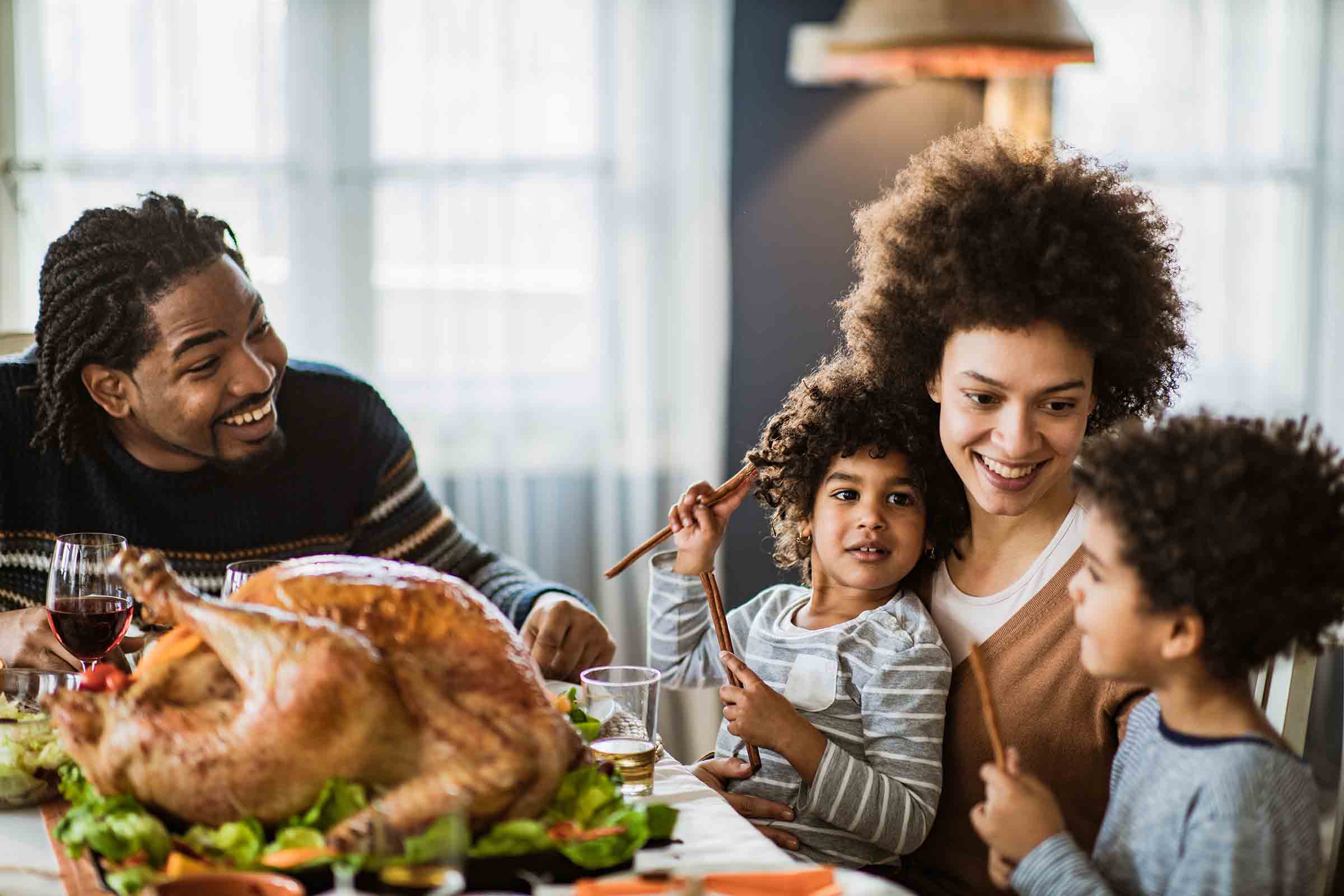 Family enjoying Thanksgiving dinner at Hilton Head