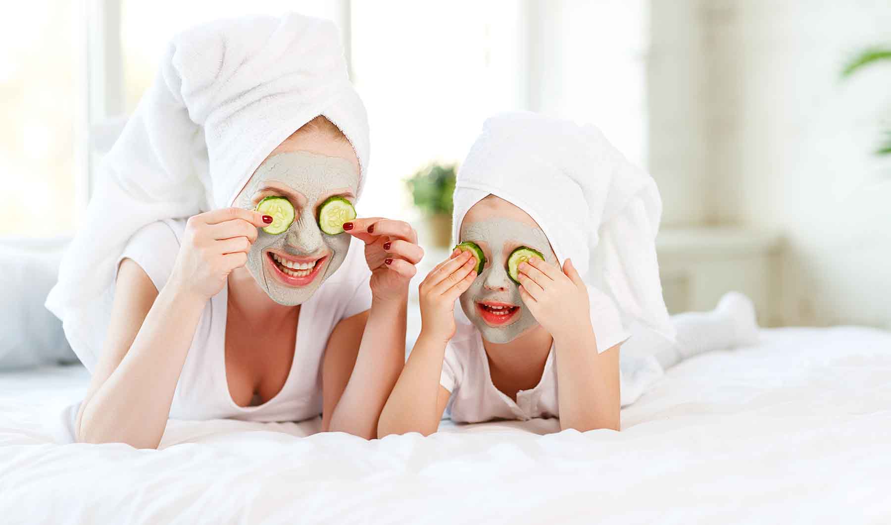 Mom and daughter at the spa
